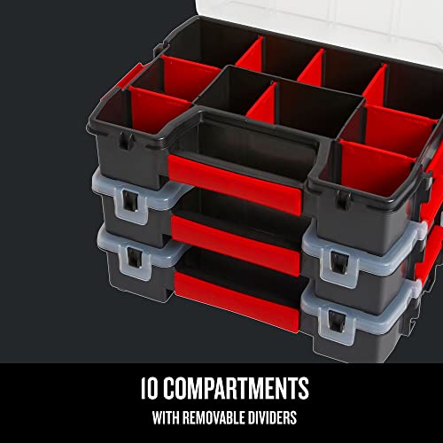 CRAFTSMAN Storage Organizer, Small Parts Organizer, 3-Packs with 10-Compartments, Lid Includes Secure Latch (CMST60964M) 3 Pack (11.5" L x 2.5" W x 8.5" H) Triple Pack
