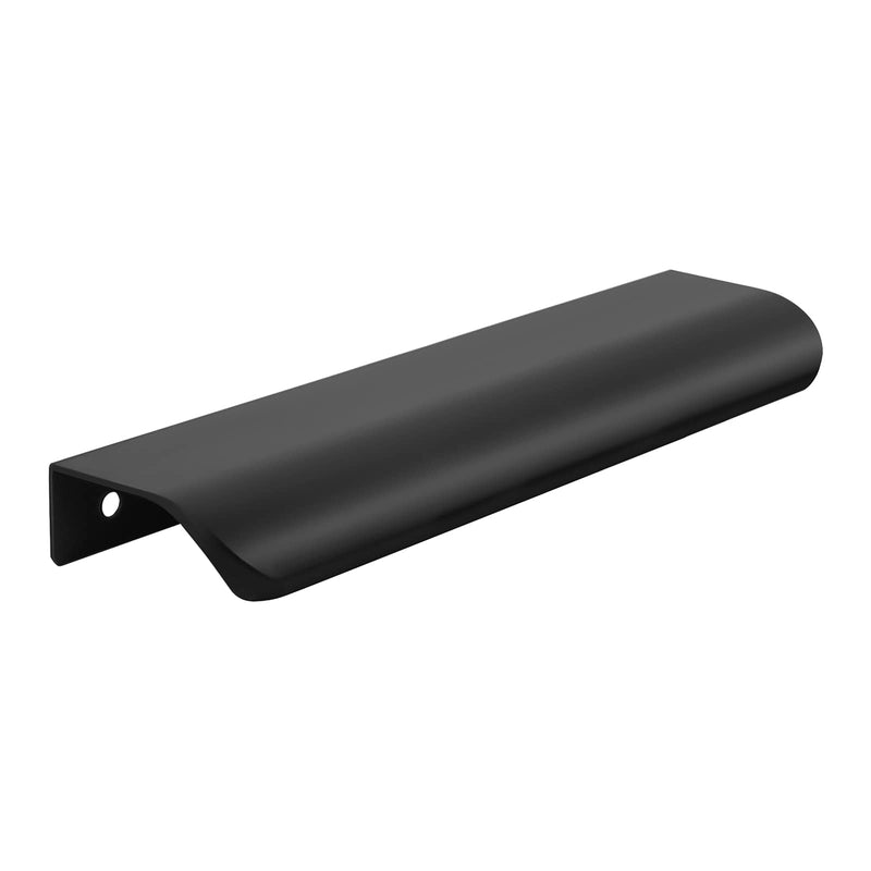 Goldenwarm 10 Pack 5 Inch Finger Pulls Black Cabinet Edge Pulls Black Edge Tab Drawer Handles Aluminum Alloy Cabinet Hardware for Kitchen Cupboard Hole Center:128mm(5in)