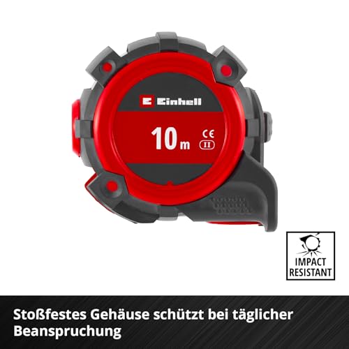 Einhell Tape Measure 10 m | Autolock | Nylon Coating | Magnetic End Hook | Double Sided Scale | Shockproof Housing