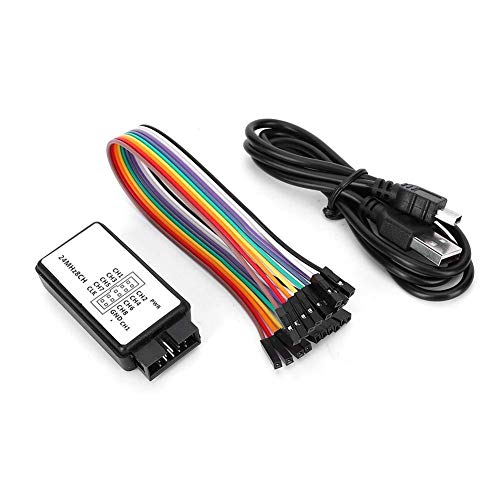 USB Logic Analyzer, USB Logic Analyzer Device Set Mini Digital Pocket Size 8-Channel Input Memory 24MHz