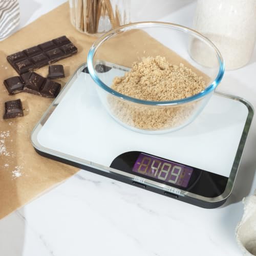Salter 1064 WHDR Digital Kitchen Scale - 5kg Capacity, Easy Read Display, Add &Weigh/Tare Function, Measure Liquids in ml/fl.oz, Glass Platform for Baking & Cooking, Batteries Included, 17 x 23 x 1cm 5 KG Kitchen Scale and Chopping Board