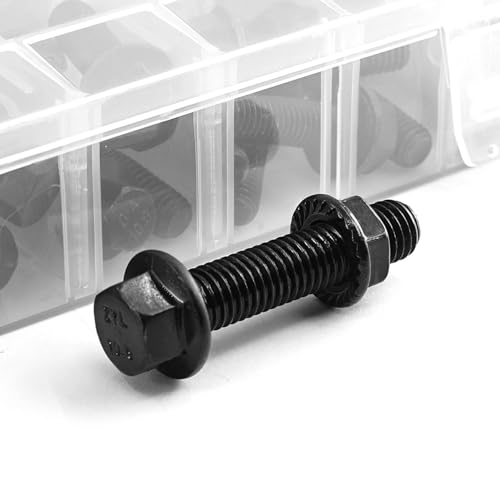 Flanged Bolts and Nuts Kit, Black Alloy Steel Grade 10.9, 245 Pieces, M6 M8 M10, Hex Flange Head, Black Oxide Finish 245PCS M6 M8 M10 Bolts and Nuts Kit