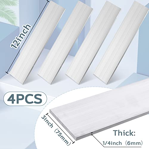 Hicarer 4 Pcs 1/4 (6mm) x 3 (75mm) Aluminum Flat Bar 12" Long 6061 General Purpose Aluminum Plate Sheet Square Solid Extruded Plate Mill Stock