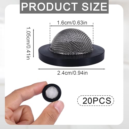 BOXOB Pack of 20 Garden Hose Strainers, Stainless Steel Rubber Hose Seal with Strainer for 3/4 Inch Connection and 5/8 Inch Washing Machine Connection