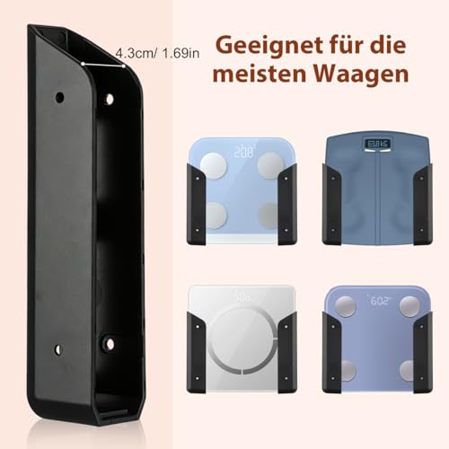 Wall Mount for Scales Bathroom Scale Holder 1 Pair Made of Acrylic Self-Adhesive or for Drilling Space Saving Wall Mounting for Digital Bathroom Scales in the Bathroom Bedroom or Gym