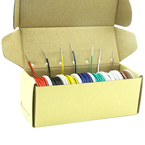 Electric Wire Kit, 0.82 mm² - 0.05 mm², 18awg-30awg, Electronic, Silicone Wires, Tinned Copper Cable, 7 Colors | High-purity oxygen-free solid tinned copper wire for optimal conductivity DIY 0.5 mm²/20awg-Solid-7 colors