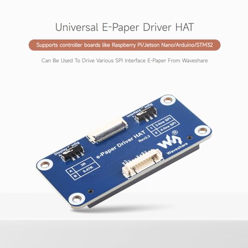 Waveshare E-Paper Driver HAT, Compatible with Raspberry/Nucleo Main Control Boards, for Waveshare SPI Interface E-Paper Raw Panels