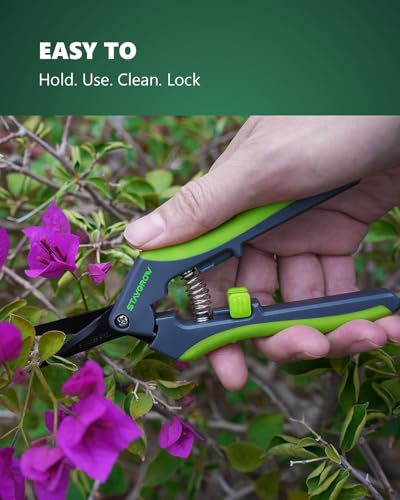 6-Pair 1/8 Inch Adjustable Grow Light Hanger and 6.5 Inch Gardening Scissors Hand Pruner Pruning Shear with 1-Pack Straight & 1-Pack Curved Stainless Steel Blades Set