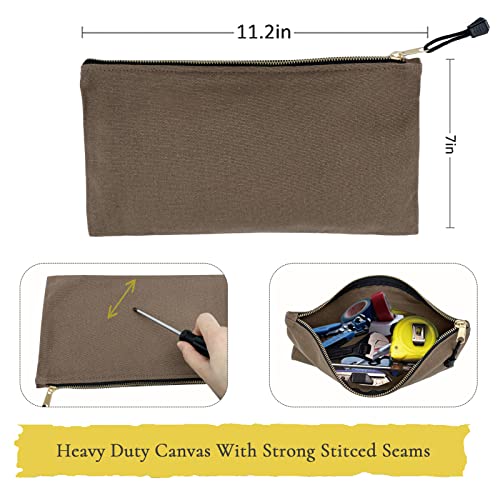 15 Pack Canvas Tool Bag Zipper Pouch - Heavy Duty Tools Utility Pouches, Multipurpose Storage Organizer Tote Bags with Dependable Metal Zippers, 12.5 x 7-Inch