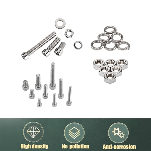 520pcs Hex Socket Head Cap Screws Bolts and Nuts and Washers Assortment Kit, Metric M3 M4 M5 M6 Stainless Steel Machine Screws Nuts and Bolts and Washers, Thread Hexagon Allen Bolt