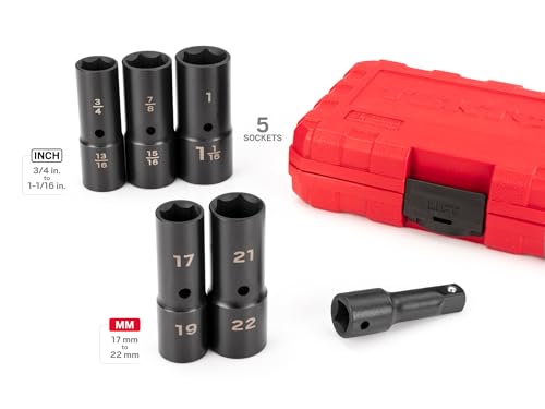 TEKTON 1/2 Inch Drive Impact Flip Socket Set, 6-Piece | SIF92400