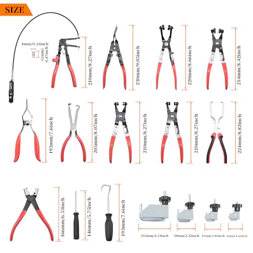 16 Pcs Hose Clamp Pliers Set, Hose Clamp Removal and Installation Tool 16pcs