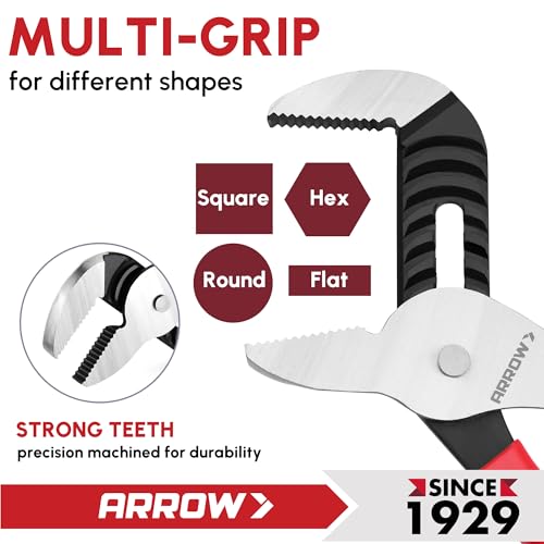 ARROW 3-Piece Groove Joint Pliers Set for Plumbing Repair, Home Maintenance 3PCS (8", 10", 12")