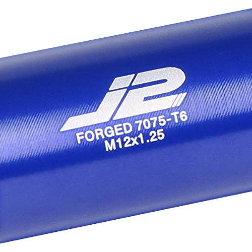 J2 Engineering 16Pcs 7075 Aluminum Open End M12 x 1.25 Lug Nuts w/4Pcs Lock Nuts & Key, Blue, Fit Conical Seat, LN-T7-010-125-BL