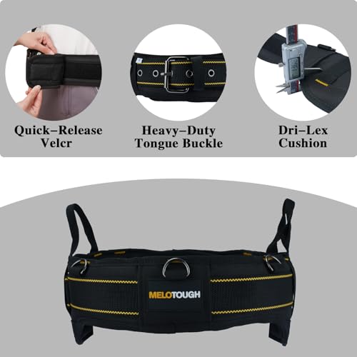 MELOTOUGH Magnetic Tool Belt Suspenders with Magnetic WristBand,Padded Tool Belt for Men with handle strap, Heavy-Duty Work Belt with D ring