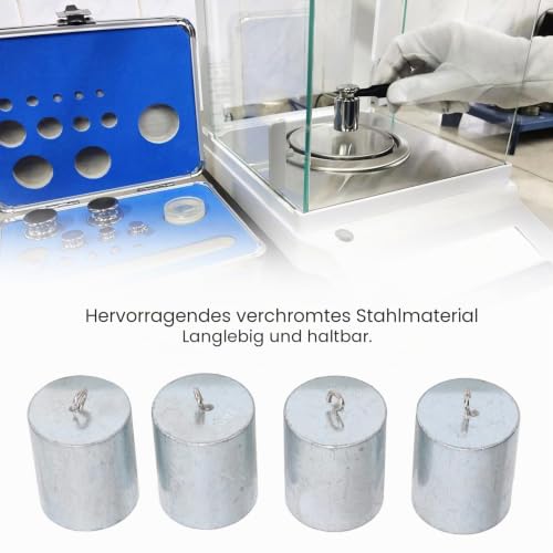Weight With Hook 200G Calibration Weight Set, Steel Weight for Digital Scale, 4 Hook Weights with Storage Box, for Experiments and Balance Tests, Chrome Plated