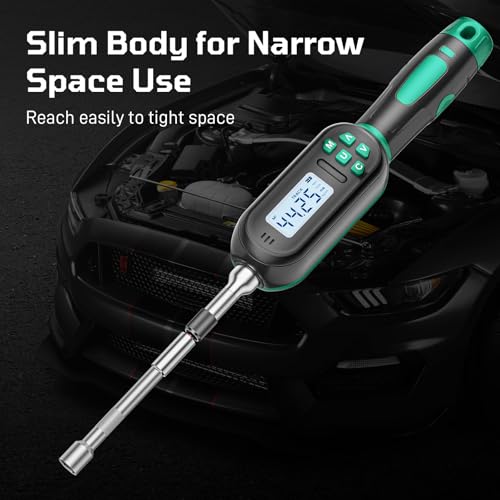 Digital Torque Screwdriver, 3.54–70.81 in‑lb / 0.4–8 N·m, 1/4″ Drive Ratchet Torque Screwdriver Set with Buzzer & LED Indicator – Includes 19 Bits, 5 Short Sockets, Adapter and Batteries