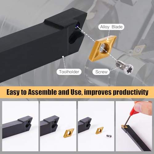 Indexable Lathe Turning Tool 21Pcs Kit 1/2" (12mm) Shank for Metal 7pcs 1/2'' 12mm Shanks+14pcs Inserts