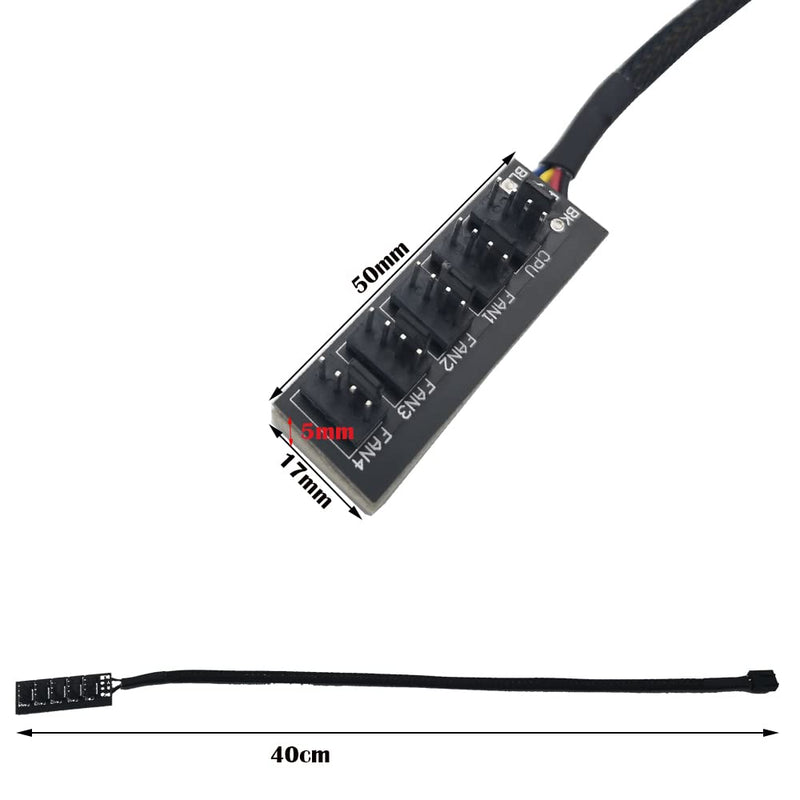 Fan hub, CTRICALVER 5 port 4-pin / 3-pin PWM fan splitter, suitable for computer PC fan cable (2 pieces) 5 port 4-pin PWM fan splitter*2 pieces