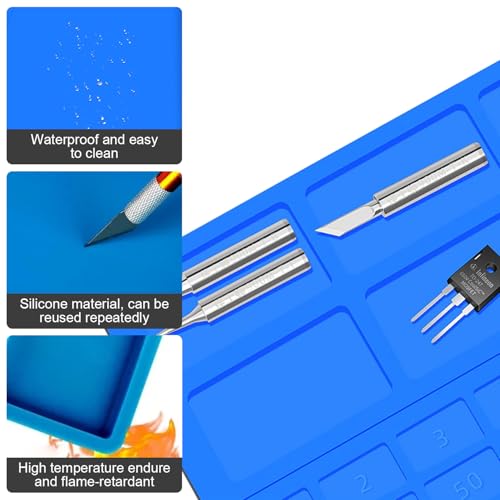 Soldering Mat, Antistatic Repair Mat, Extra Large 70 x 40 cm, Silicone Soldering Mat, 500°C, Heat Resistant, Robust, Work Mat, Silicone Mat, Soldering Pad for Electronics, Phone, Laptop, Repair (Blue)