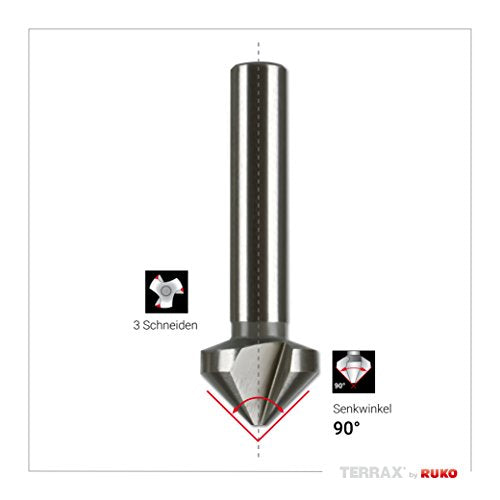 Terrax by Ruko Cone and deburring Countersink Set, DIN 335, Shape C 90° HSS in Plastic Box, 1 Piece, A102152RO SINGLE