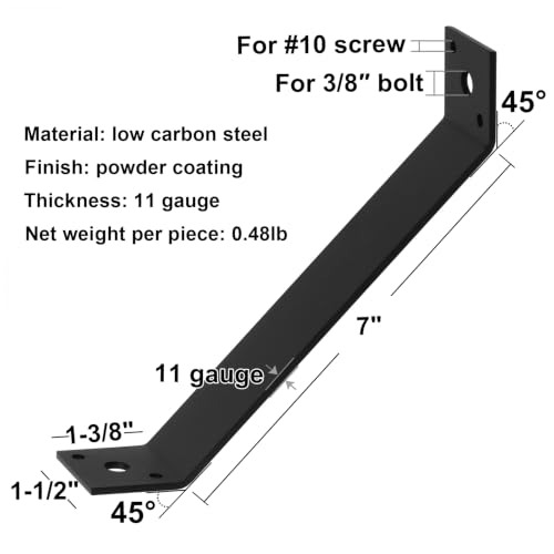 4 Pack 7" x 1-1/2" 45-Degree Angle Bracket for Post Pergola 7" x 1-1/2"