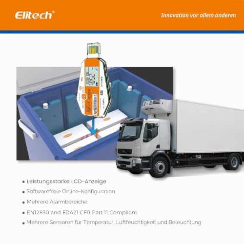 Elitech WHO PQS Certified Temperature Data Logger with Light Sensor (PDF Report/USB) Disposable Temperature Recorder for Vaccine Cold Chains LogEt1 Disposable Temperature Logger Pack of 1