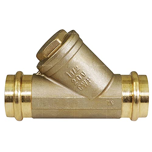 Midline Valve 327S112-NL Press Y-Strainer Valve, 1-1/2”, Brass 1-1/2 in.