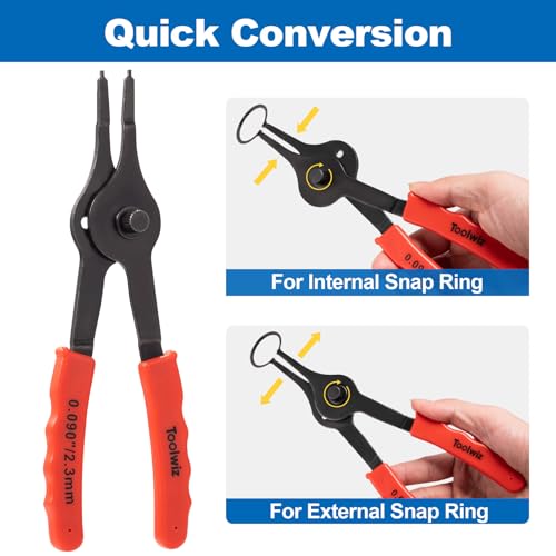 Toolwiz Snap Ring Pliers Set, 10 Pcs Internal & External Circlip Pliers
