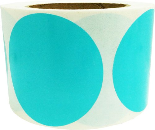 Teal Color Coding Labels – 3 Inch Round Circle Dots, 500 Total Adhesive Round Stickers on a Roll for Inventory, Organization, Warehouse, and Retail – Made in the USA