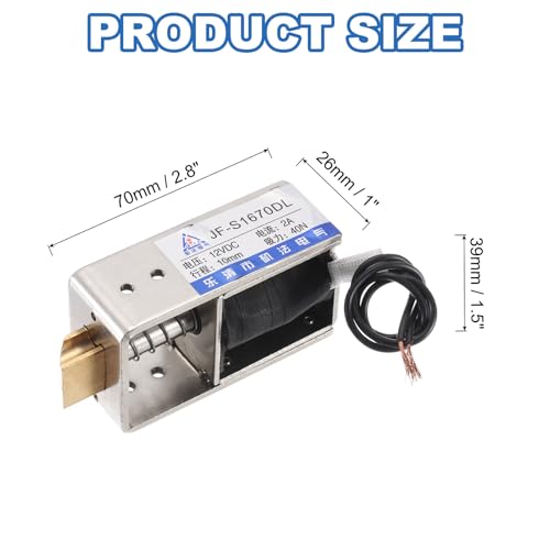 QUARKZMAN DC 12V 2A Solenoid Electromagnet Push Pull Type JF-S1670DL | Electromagnetic actuator, magnetic electromagnet, 40N 10 mm stroke, open frame, linear movement