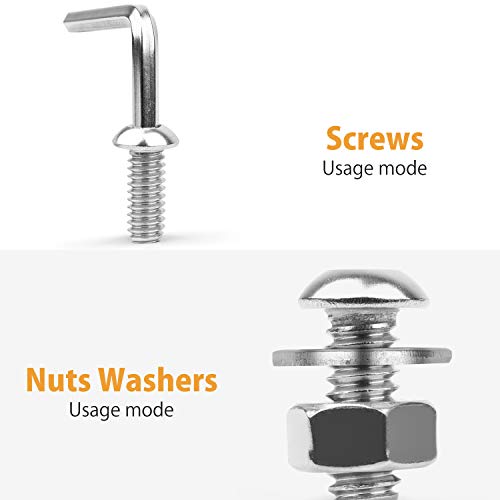 VIGRUE 300pcs 1/4-20 Hex Button Head Cap Screw, 304 Stainless Steel UNC Hexagon Bolts Flat Washers Nuts Assortment Kit Machine Screws Set, 8 Sizes (Length from 3/8" to 2") 300pcs 1/4-20 Button Head