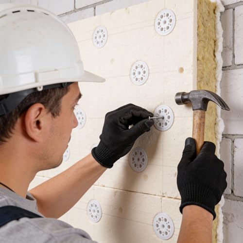 1.77 Inch/45 mm White Plastic Washers Foam Board Insulation Load Spreading Polypropylene Washers for Fixing and Supporting Rigid Foam Spreading for Screws Nail (800 Pcs)