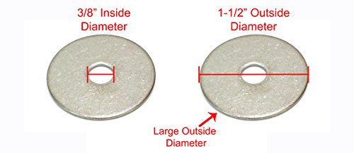Bolt Dropper 3/8" x 1-1/2" Stainless Fender Washer, (100 Pack), 18-8 (304) Stainless Steel Flat Washer, 0.406" ID x 1.5" OD x 0.050" Thick, Plain Finish Metal Washer by Bolt Dropper 3/8" x 1-1/2" OD (100 pcs)