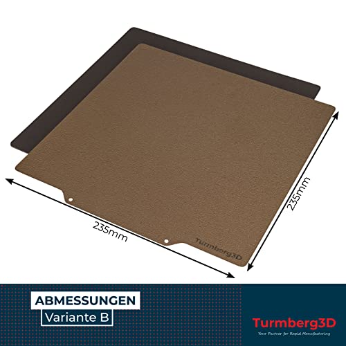Turmberg3D - Rough PEI Printed Bed Surface - Spring Steel Sheet Including Magnetic Base (Variant B - 235 x 235 mm)