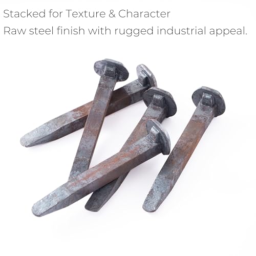 Railroad Spikes, 5.5 in Carbon Steel Forging Stock, 5 Pack