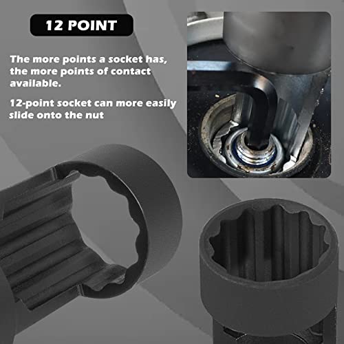 5pcs Strut Nut Socket 18mm 19mm 21mm 22mm 24mm with 12 Point 1/2" Drive, Suspension Strut Nut Socket Tool Easy Remove Strut Nuts