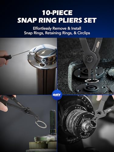 OMT Snap Ring Pliers, 10Pc Internal External Circlip Set With Hook And Pick Blue