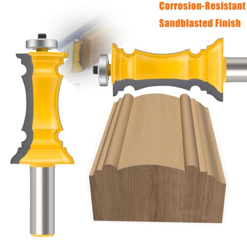 TAIWAIN 1/2 Shank Router Bit Set 3 PCS Round Over Raised Panel Cabinet Door Rail and Stile Router Bits Sets Wood Milling Tool Groove Tongue Cutter Tool for Woodworking 24