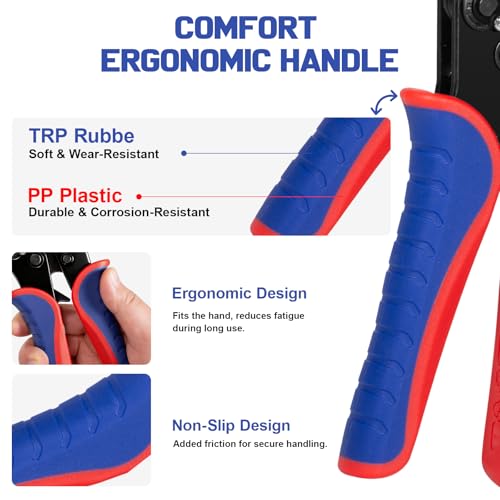 Wire Crimping Tool,6 Interchangeable Dies Crimper,for AWG22‑10 Heat Shrink,Insulated Nylon,AWG22‑6 Non‑Insulated Cable Lugs,AWG20‑10 Open Barrel Terminals,AWG24‑8 Ferrules,AWG14‑10 Solar Connectors 6