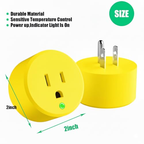 Yellow Thermostatically Controlled Outlet - On at 32°F/Off at 50 °F, Thermostat Plug Outlet, Auto Close, for Chicken Water Coop Heater Heated Water Bowl Bird Bath Deicer Roof Cable (2 Pcs) Yellow 2Pcs