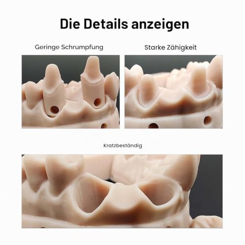 JAMG HE 3D Printer Resin Dental Pro Model Resin Dental Prosthetic Model Resin for Crown and Bridge Model, Orthodontic Model, Implant Model etc (IPA Clean, Light Grey, 500 g) IPA Clean