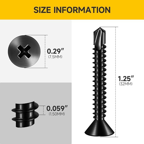 Mywish (150Pcs) #10 x 1-1/2" Self Tapping Screws & (250pcs) #8 x 1-1/4" for Sheet Metal Self Tapping Screws, 410 Stainless Steel, Tek Self Drilling Mouting Screw for Metal Plastic Fast Tapping