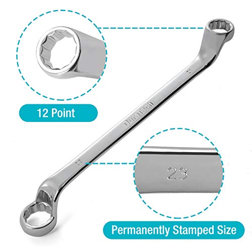 DURATECH 9-Piece Offset Box Wrench Set, Metric, 6mm-23mm 6mm to 23mm Silver
