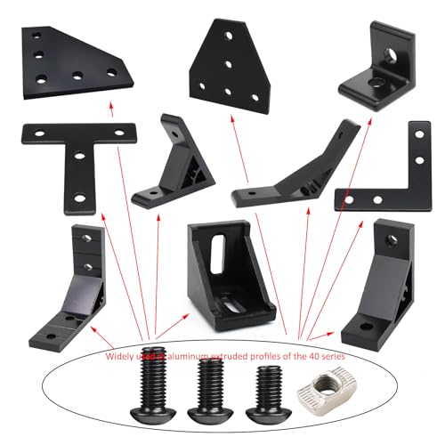 120Pcs 4040 Aluminum Extrusion Hardware Black Kit - M8 T Slot Nuts & Bolts 10Pcs M8x14, 40 M8x16, 10 M8x18, 60Pcs 40 Series M8 Drop-in T Nuts, Compatible with 4040 4080 Extrusion Accessories 40 Series Type Black