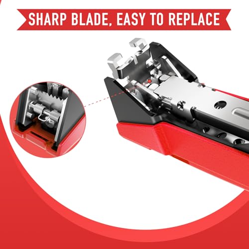 Grade Plant Tying Machine, Upgraded Tape Gun with 20 Tape Rolls & 10,000 Staples, Fast Vine Support Tool for Greenhouse/Vineyard/Farm, Lightweight Plant Tie Tapener Gun with Blades & Gloves (Red) Red