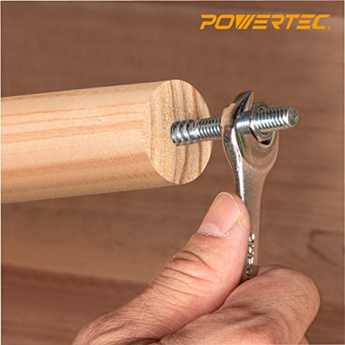 POWERTEC QHB1003 Hanger Bolts 3/8-16 x 3 Inch, with 2 Piece Bolt Installation Hex Nuts (Pack of 50) 3/8" Hanger Bolts(50 case)