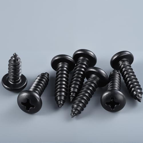 #10 x 3/4 Inch Pan Head Wood Screws, Phillips Drive, Black Oxide Stainless Steel 304 (18-8), Self Tapping for Wood, Sheet Metal Screws, 400 Pack #10 x 3/4"