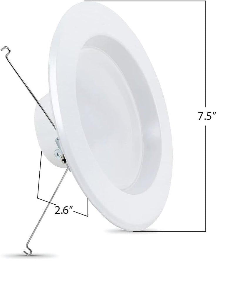 Feit Electric 5-6 inch LED Recessed Downlight - Pre-Mounted Trim - Standard Base Adapter - 2700K CCT Soft White - Dimmable- 75W Equivalent - 45 Year Life - 925 Lumens, LEDR56/927CA 1 Count (Pack of 1) 75W + 2700K