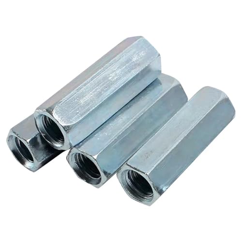 M16-2 x 49mm Long Rod Metric Hex Coupling Galvanized Carbon Steel Hex Threaded Rod Coupler for Furniture, Electronic, Industrial 8 Pcs M16-2x49mm（8 Pcs）